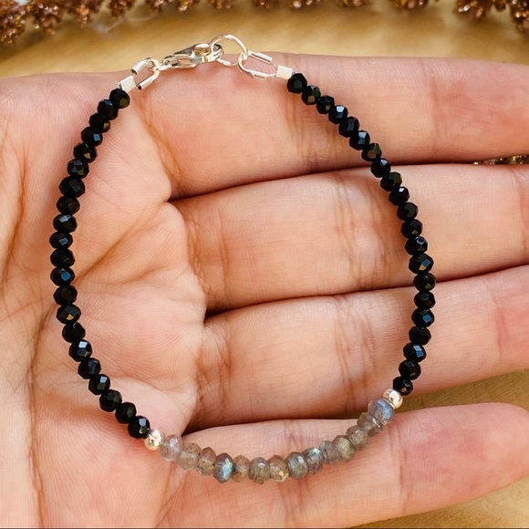 Labradorite & Spinel Gems Sterling Silver Bracelet - Picture 2 of 8
